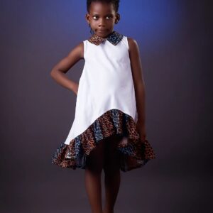AfricanPrint Girl Dress White