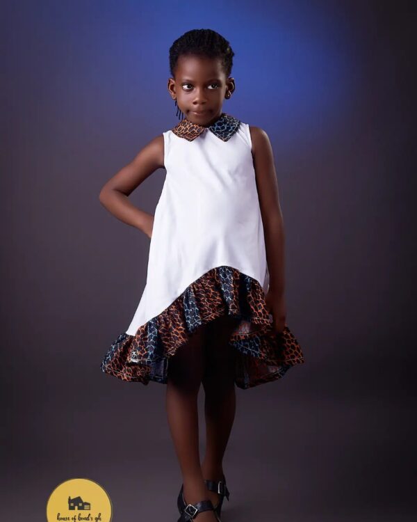 AfricanPrint Girl Dress White