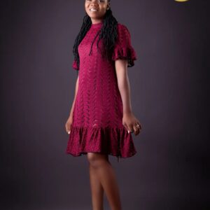 AfricanPrint Women Dress Wine