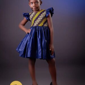 AfricanPrint Girl Dress Deep Blue