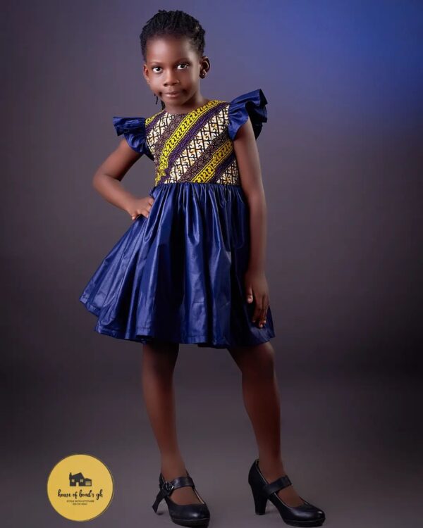 AfricanPrint Girl Dress Deep Blue